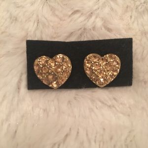 Oversized gold studded heart studs